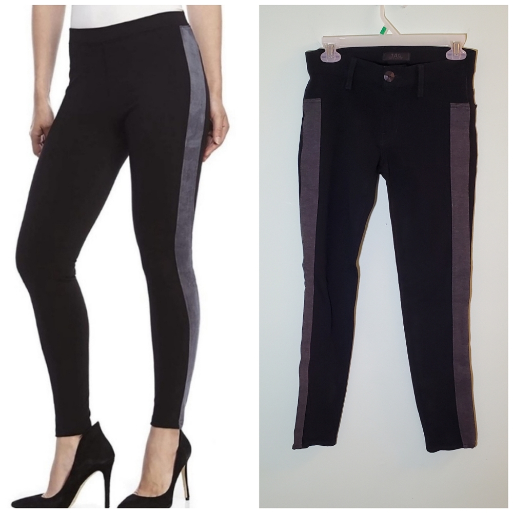 EUC! TAG Elemental Comfy Black Leggings Pants w/ Gray Racer Stripe Size 24